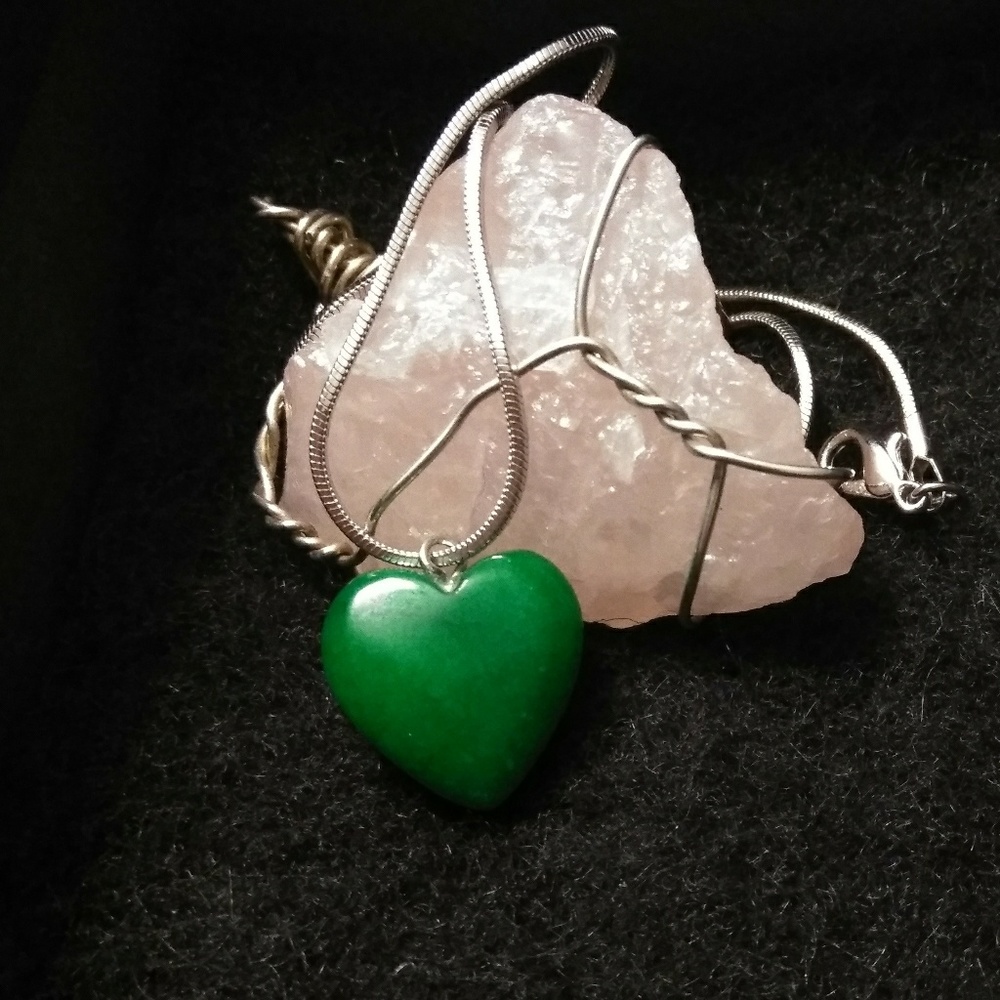 Bright Green Jade Heart Shaped